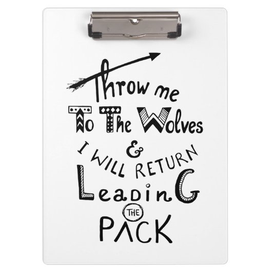 Gooi me naar de wolven! Motivatie prijsopgave Klembord (Voorkant)