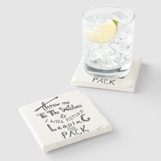 Gooi me naar de wolven! Motivatie prijsopgave Stenen Onderzetter (Zijkant)