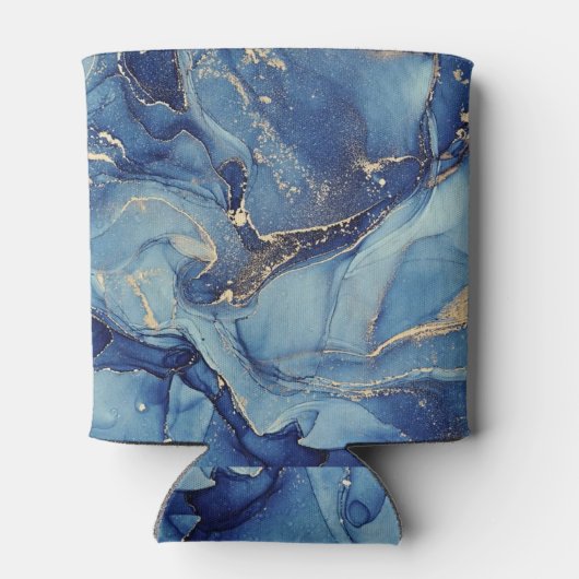 Gooi me weg Blauw Marmer Monogrammed | Blikjeskoeler (Achterkant)