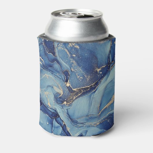 Gooi me weg Blauw Marmer Monogrammed | Blikjeskoeler (Blikje Achterkant)