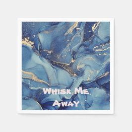 Gooi me weg Blauw Marmer Monogrammed | Servet