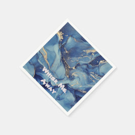 Gooi me weg Blauw Marmer Monogrammed | Servet