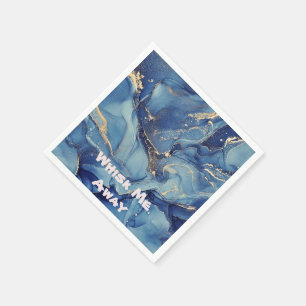 Gooi me weg Blauw Marmer Monogrammed   Servet