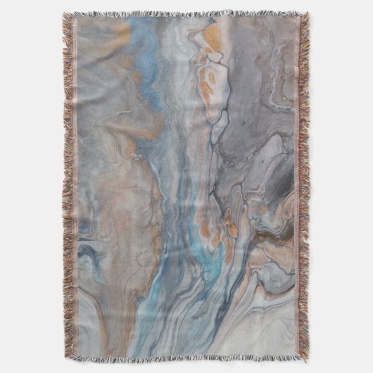 Gooi - moderne abstracte rivierblauwe bronzen crèm deken (Voorkant Verticaal)