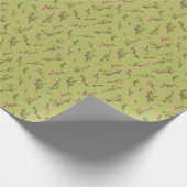 Gooide Bloemen Wildbloemen op Chartreuse Groen Cadeaupapier (Hoek)