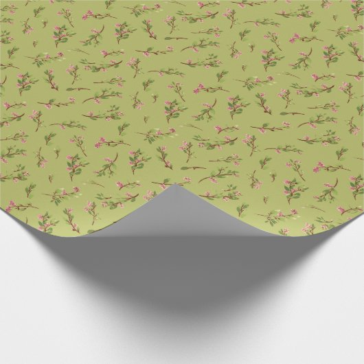 Gooide Bloemen Wildbloemen op Chartreuse Groen Cadeaupapier (Hoek)