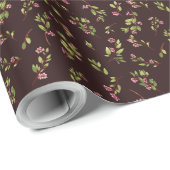 Gooide Bloemen Wildbloemen op Chocolade Bruin Cadeaupapier (Rol Hoek)