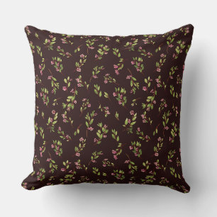 Gooide Bloemen Wildbloemen op Chocolade Bruin Kussen