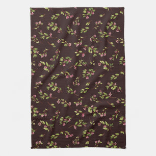 Gooide Bloemen Wildbloemen op Chocolade Bruin Theedoek