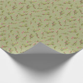 Gooide Bloemen Wildbloemen op Pistache Groen Cadeaupapier (Hoek)