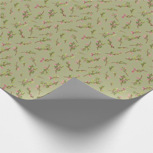 Gooide Bloemen Wildbloemen op Pistache Groen Cadeaupapier (Hoek)