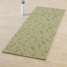Gooide Bloemen Wildbloemen op Pistache Groen Yogamat