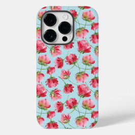 Gooide Crimson Rode Waterverf Bloemen Polka Dots Case-Mate iPhone 14 Pro Hoesje