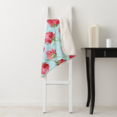 Gooide Crimson Rode Waterverf Bloemen Polka Dots Sherpa Deken (In situ)