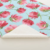 Gooide Crimson Rode Waterverf Bloemen Polka Dots Sherpa Deken (3/4)