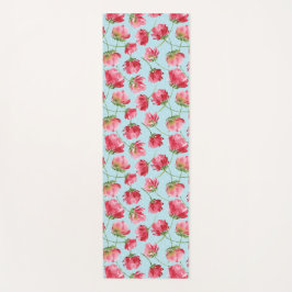 Gooide Crimson Rode Waterverf Bloemen Polka Dots Yogamat