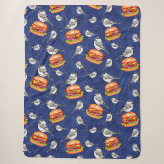 Gooide Tahoe Cheeseburger Vogels op Deep Blue Sherpa Deken