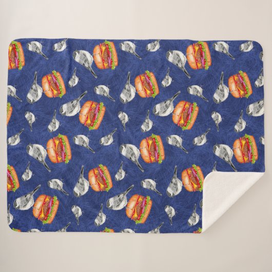 Gooide Tahoe Cheeseburger Vogels op Deep Blue Sherpa Deken (Voorkant (horizontaal))