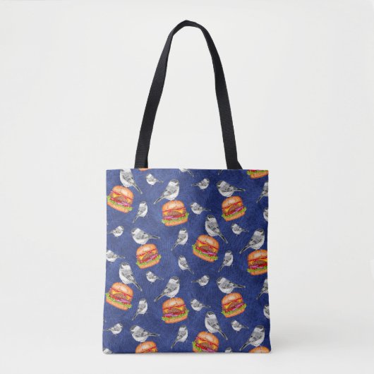 Gooide Tahoe Cheeseburger Vogels op Deep Blue Tote Bag (Voorkant)
