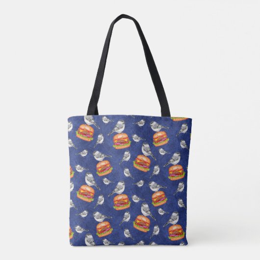 Gooide Tahoe Cheeseburger Vogels op Deep Blue Tote Bag (Achterkant)