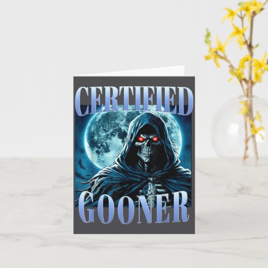 Goon Funny Gooning Meme Skeleton Certified Gooner  Kaart (Gele Bloem)