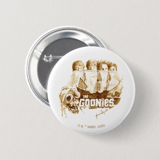 Goonies Pirate Ship Waterverf Graphic Ronde Button 5,7 Cm (Voorkant /achterkant)