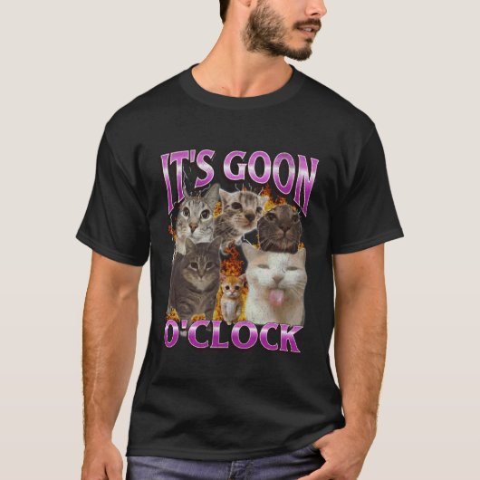 Gooning O'clock Grappige Kat Meme Bootleg Grafisch T-shirt (Voorkant)