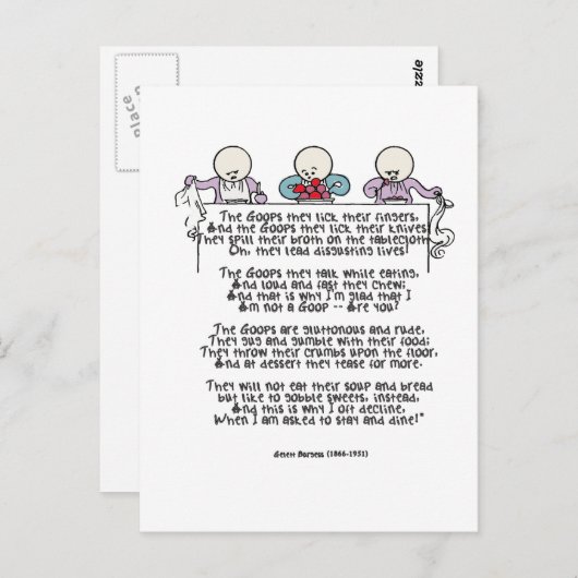 Goops likken zij Hun Vingers Briefkaart (Voorkant / Achterkant)