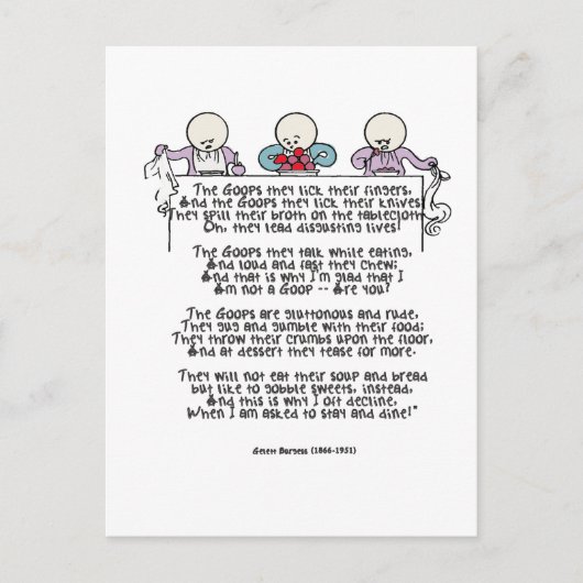 Goops likken zij Hun Vingers Briefkaart (Voorkant)