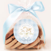 Goose 1st Birthday Blue gingham One Silly Goose Ronde Sticker