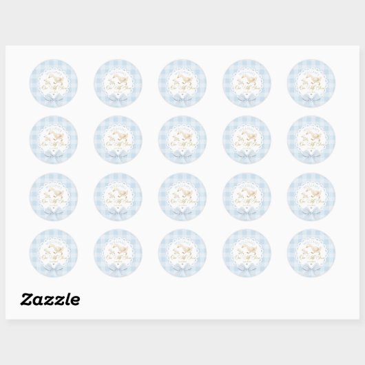 Goose 1st Birthday Blue gingham One Silly Goose Ronde Sticker (Vel)