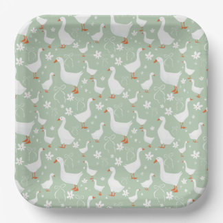 Goose and bows green papieren bordje
