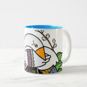 Goose and Pysanky Ukraine Easter Folk Art Tweekleurige Koffiemok (Voorkant rechts)