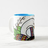 Goose and Pysanky Ukraine Easter Folk Art Tweekleurige Koffiemok (Voorkant links)