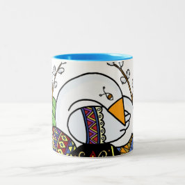 Goose and Pysanky Ukraine Easter Folk Art Tweekleurige Koffiemok