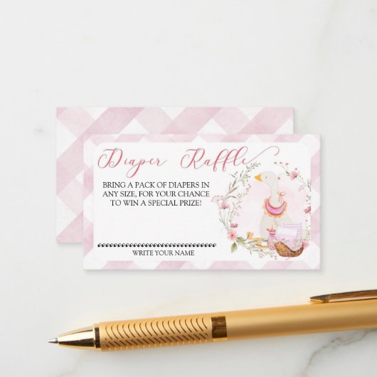 Goose Baby Girl - Luier Raffle Insert Kaart (Voorkant / Achterkant in situ)