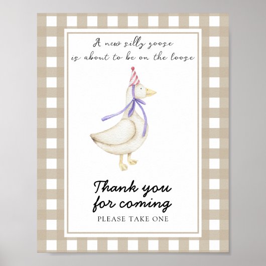 Goose baby shower - Bedankt voor je komst Poster (Voorkant)
