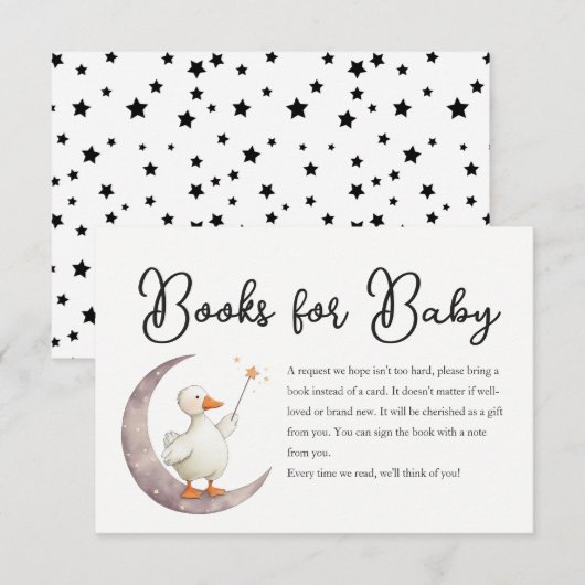 Goose Baby Shower Books Request card Kaart (Voorkant / Achterkant)