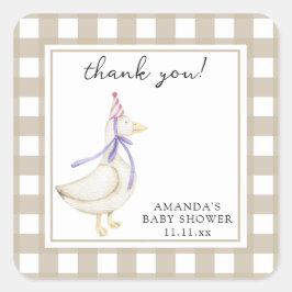 Goose Baby shower gevouwen bedankkaart Vierkante Sticker