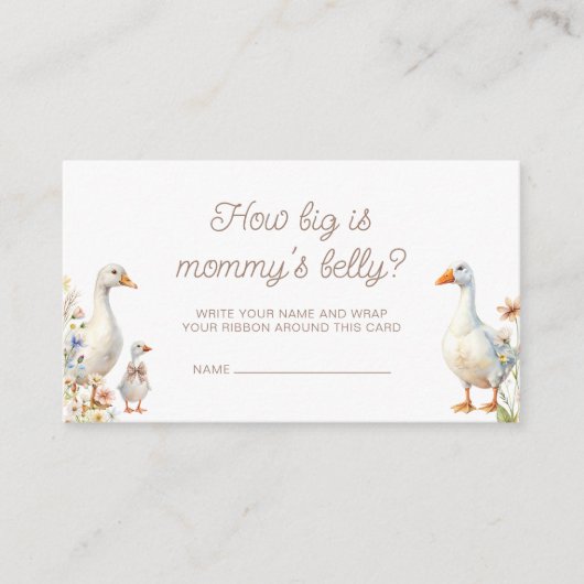Goose Baby shower Hoe groot is mama's buik Informatiekaartje (Voorkant)