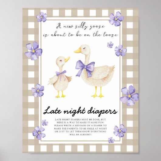 Goose baby shower - Late night luiers spel Poster (Voorkant)