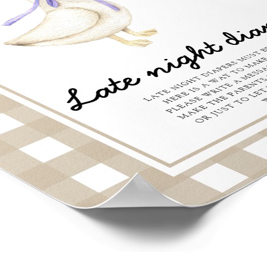 Goose baby shower - Late night luiers spel Poster (Hoek)