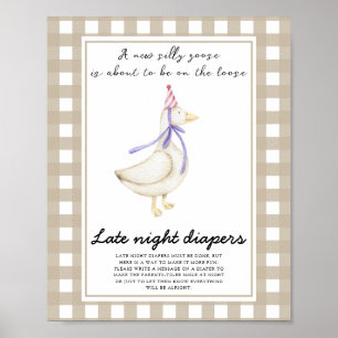 Goose baby shower - Late night luiers spel Poster