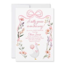 Goose baby shower uitnodiging Roze Meisje Uitnodig