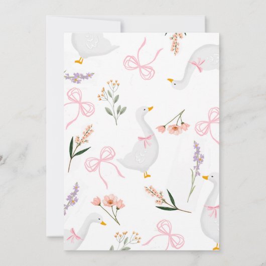 Goose baby shower uitnodiging Roze Meisje Uitnodig (Achterkant)