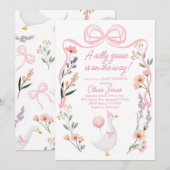 Goose baby shower uitnodiging Roze Meisje Uitnodig (Voorkant / Achterkant)