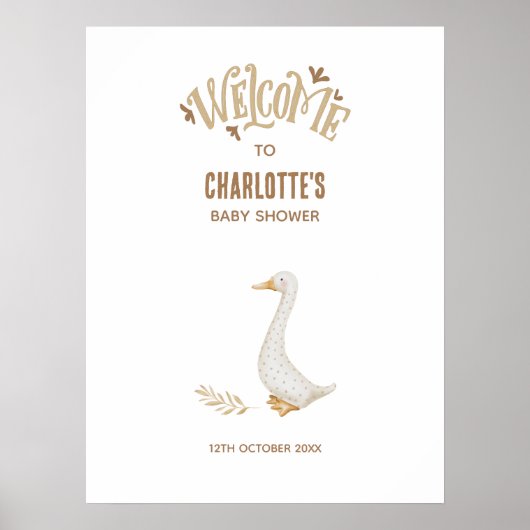 Goose Baby shower Welkomstbord Poster (Voorkant)