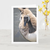 Goose Bird in Lake Portrait Kaart (Gele Bloem)