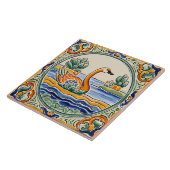 Goose Bird Mediterraan Geel & Blauw Folk Natuur Tegeltje (Zijkant)