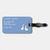 Goose Bird Pattern Blue Bagagelabel (Achterkant horizontaal)